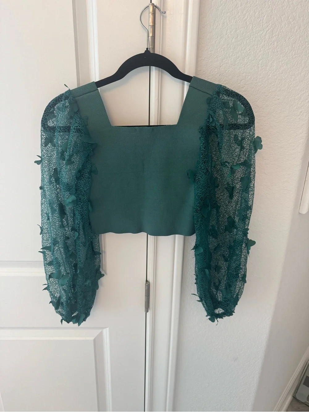 Free People Green Square-Neck Crop Top